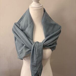 Light Slate Periwinkle Blue Woven Cotton Scarf from Italy 37 x 37”